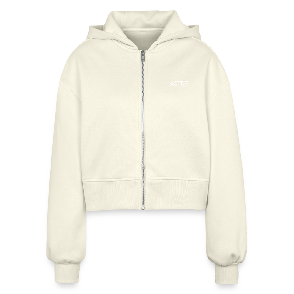 Frauen Oversized Cropped Kapuzenjacke - Natur